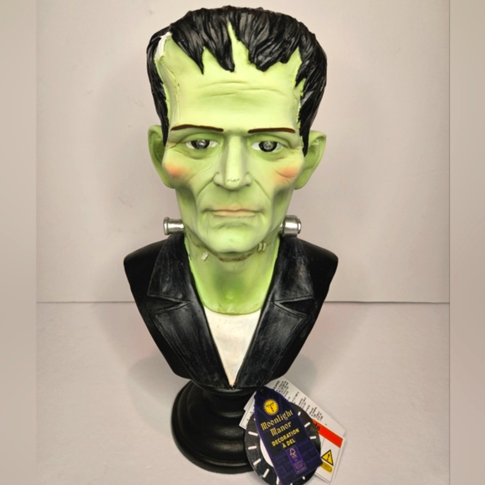 Frankenstein Bust Statue Light Up Eyes Halloween Decoration NEW